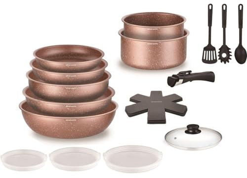 Batterie de cuisine induction - Arthur Martin - AM5865 - Aluminium - 18 pieces - Poignée amovible - Tous feux dont induction