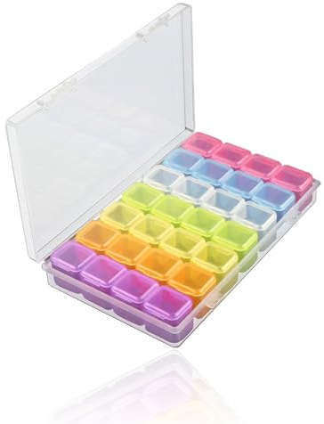 LZYDKH Diamond Painting Aufbewahrungsbox, 28 Compartments Perlenbox Farbe 5D Diamant Painting Aufbewahrung Stickerei Box für Nail Art Strass Schmuck DIY Behälter