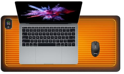 KQWVZ Beheizte Schreibtischunterlage, Tischunterlage Beheizte mit 3 Heizstufen, Mauspad mit Funktion Heizung, Schreibtischunterlage Beheizt mit 35-55℃ Heizstufen,für Pc, Laptop, Zuhause, Büro(80x33cm)