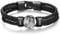 Jeweidea Lederarmband Herren mit Foto Personalisiertes Armband mit Namen Graviert Edelstahl Perlenarmband Herren Geschenke für Männer Papa Geschenk Vatertag Weihnachten (Schwarz-2 name)