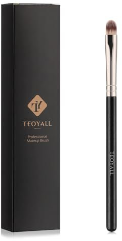 TEOYALL flach gerundete Concealer Pinsel, weiche dichte synthetische Borsten Mischpinsel für Pulvercreme Concealer Lidschatten