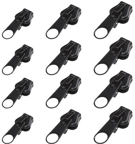 Zernblend Set di riparazione con cerniera da 12 pezzi, chiusura lampo, cerniera per chiusura lampo, chiusura lampo, cerniera (nero)