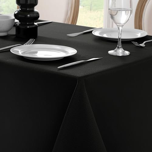 Softalker Tischdecke 100 x 100 cm quadratisch Abwaschbare Tischdecken Jacquard Geometrischem Tischtuch Schwarze Table Cloth Deko für Outdoor Geburtstag Gartentisch Wohnzimmertisch Couchtisch