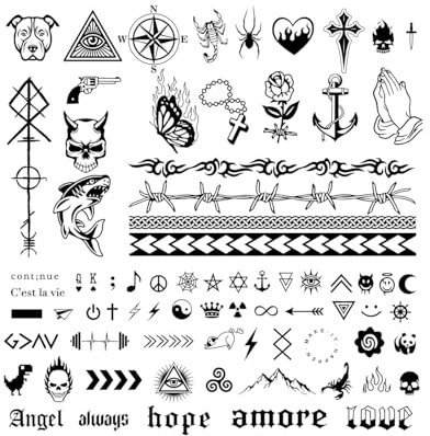 BARRU 3 Feuilles Halloween Tatouages Temporaires Tatouages Semi-Permanents Lettre Tatouage Imperméable Durée de 1-2 Semaines pour Femme Homme