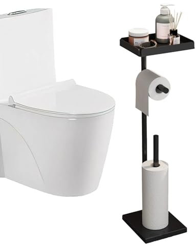 Klopapierhalter Freistehend – Stabiler Stand Toilettenpapierhalter, Zusätzlichem Stauraum Rostfrei | Langlebig Eleganter WC Rollenhalter Aus Edelstahl Für Badezimmer Toilette Rollenständer