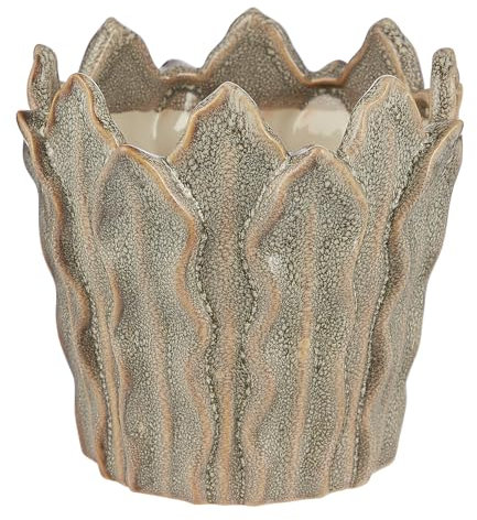 BUTLERS Blumenübertopf Steingut Ø16cm Gaia | Pflanzgefäß mit 3D-Oberfläche | Übertopf für Wohnzimmer & Balkon | Pflanztopf für Sukkulenten & Blumen