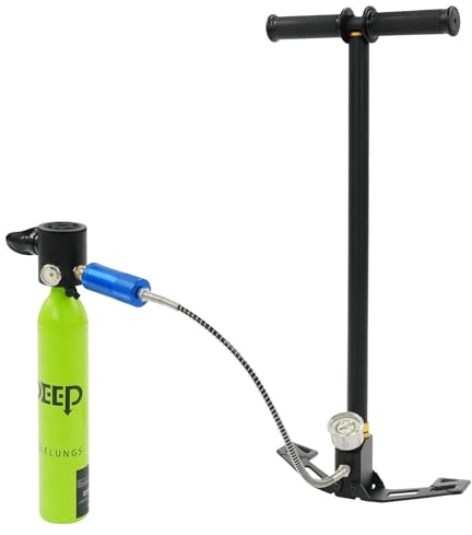 Endingfuny Mini tanque de buceo de 0,5 l 200 bar con bomba de aire, correa, banda de seguridad, botella de buceo de 6,1 x 35,2 cm para aguas, rescate de agua, soporte respiratorio de emergencia