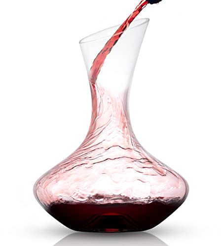 JoyJolt, decanter per vino rosso, modello “Cigno”, realizzato in vetro soffiato a mano, privo di piombo e trasparente; capacità: 1,4 l