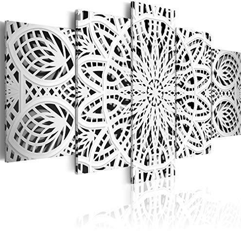 decomonkey Bilder Mandala 200x100 cm 150x75 cm 5 Teilig Leinwandbilder Bild auf Leinwand Wandbild Kunstdruck Wanddeko Wand Wohnzimmer Wanddekoration Deko Modern Abstrakt