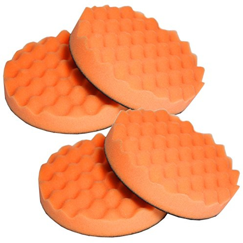 Brestol Polierscheibe fest & gewaffelt 4er Set 150 mm - Klett-Polierscheibe Klettpolierscheibe Polierhaube Polierpad Polierteller Polierschwamm