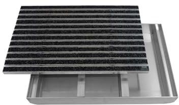 EMCO Eingangsmatte DIPLOMAT Rips anthrazit + ALU Bodenwanne Fußmatte Schuhabstreifer, Größe:600 x 400 mm