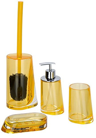 4 TLG. Bad-Set Paradise aus Acryl, orange, Badezimmer Accessoires-Set, mit WC-Garnitur, Seifenschale, Seifenspender und Zahnputz-Becher