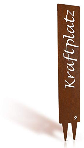 tradeNX Kraftplatz-Gartenstecker aus Metall in Edelrostoptik – Wetterfestes Gartenschild – Gartendekoration im Vintage-Look