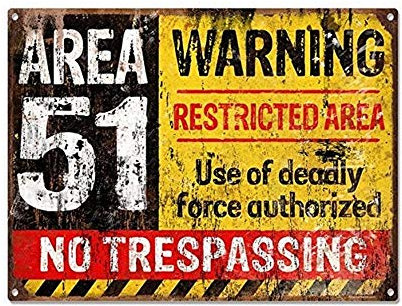 Emivery Metallschild 'Area 51 No Trespassing', Militär-Vintage-Stil, Aluminium, 30,5 x 20,3 cm