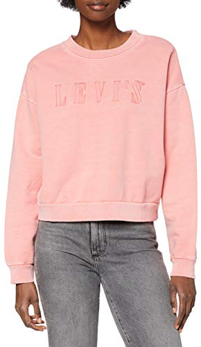 Levi's Damen Graphic Diana Crewneck Pullover Sweatshirt, Serif Outline Garment Dye Blush, L