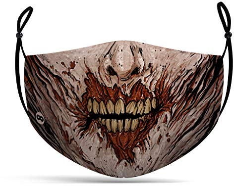 MW Maskworld Zombie-Maske Mundschutz Premium Stoffmaske Alltagsmaske Gesichtsmaske mit Zombie-Motiv 3-lagig - wiederverwendbar, waschbar bei 60 Grad