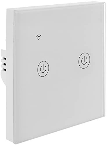 BeMatik - Interruptor Inteligente táctil Doble en Color Blanco Compatible con Google Home, Alexa y IFTTT