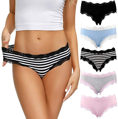 COMSOFT Unterwäsche Damen Baumwollhöschen Soft Stretchy Hipster Slips Sortiert 5er Pack (Mehrfarbig Briefs E, L)