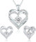 CDE Schmuckset Damen Muttertagsgeschenk 925 Sterling Silber Forever Love Herz Rosegold Geburtsstein Halskette und Ohrringe Set für Frauen Schmuck Geschenk Geburtstag Valentinstag Weihnachten