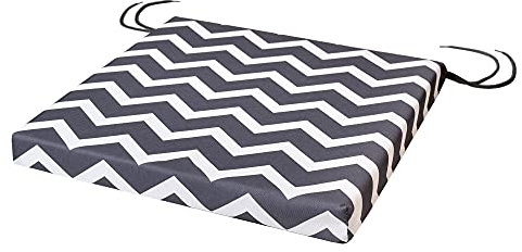 SOFTILLO Patio Chair Cushion with Seat Ties | Indoor and Outdoor Furniture Seating | Water-Resistant Polyester | Kitchen Dining, Lawn & Garden, Coffee Shop Use | Zig Zag Graphite