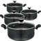 Non Stick Stockpot Set with Tempered Glass Lid Shallow Casserole Dish Soup Pan Stock Pots Heat-Resistant Handles - Casserole Pan with Lid Including 24cm, 26cm, 30cm & 32cm
