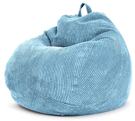 Green Bean® Indoor Sitzsack 90x110cm EPS-Perlen Füllung & Cordstoff Kuschelig Weich Waschbar - Drinnen Bodenkissen Liegekissen Sitzkissen Sitzhocker Relax-Sessel Kinder Erwachsene Stoff Hellblau