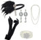 DRESHOW 1920s Flapper Accessoires Set Damen Kostüm Gatsby Feder Lange Halskette Handschuhe Stirnband Funkelnde Ohrringe