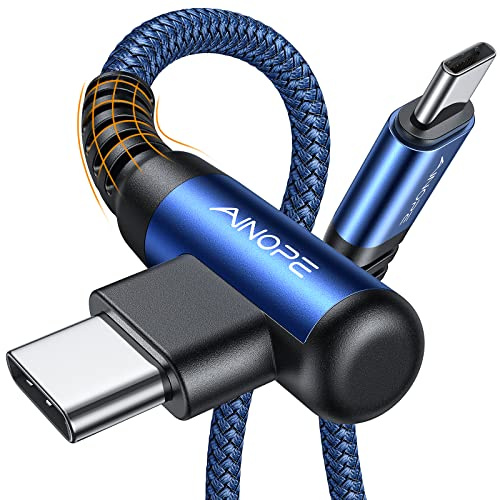 AINOPE [2-Pack 2M] USB C to USB C Cable 60W, Type C to Type C Cable Right Angle, Compatible with Samsung Galaxy S21 S20,Note 20 Ultra10 9 8,MacBook Air/Pro 13'',iPad Mini 6/Pro/Air,Pixel-BLUE