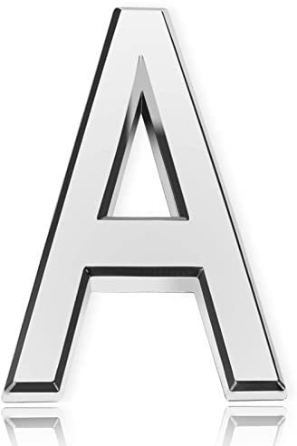 3 Inch Front Door Numbers, 3D Self Adhesive House Numbers Plaques Waterproof Mailbox Signage DIY Chrome Polished Address Numbers Sign for Home Office Hotel Apartment Door Room Wall, Silver (A)