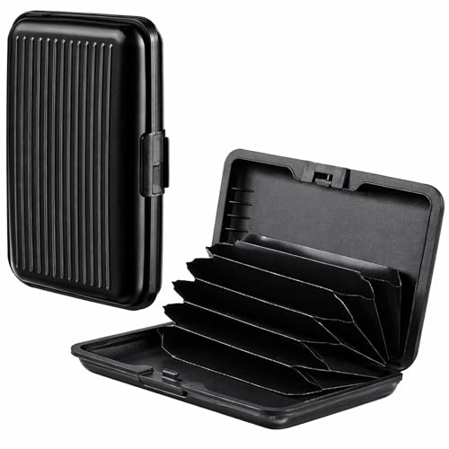 D.A.Y. Republic Porte-cartes de crédit avec blocage RFID, protecteur de cartes, étui pour cartes de visite pour femme ou homme, portefeuille organiseur en métal avec 6 emplacements, compact et