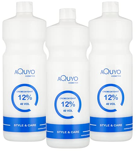 Creme Oxydant Entwickler 12% 1000ml (40 Volumen) für Haarfärbung, Haartönung oder Blondierung (3er Pack) | Oxidationscreme mit Wasserstoffperoxid H2O2 | Oxidant ist frei von Duftstoffen