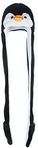 YLfly Plüsch Tier Mütze 3 in 1 Beanie mit langem Schal Fäustling Combo Full Pockets Ohr Cap Hoodie Handschuhe Weihnachten Halloween Party Kostüm, pinguin, M