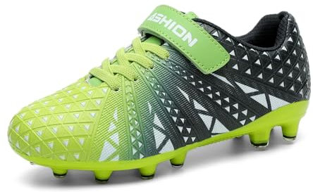 ASHION Fußballschuh Kinder Footballschuhe Outdoor Athletic Soccer Schuhe,B Blau Grün,35 EU