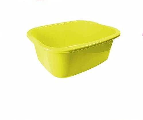 oceanevo® 11 Litres Rectangular Washing Up Bowl Yellow Basin Mixing Sink Tidy Organizer Large Plastic Kitchen Portable Dish Washtub (Yellow)