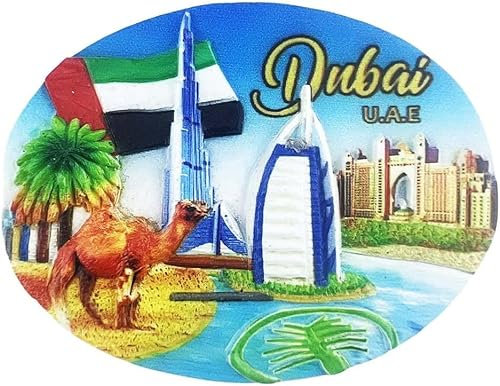 Dubai U.A.E Ovaler Dubai Magnet Kühlschrank Kühlschrank Magnet Dekoration Aufkleber Souvenir Harz Handwerk Küche Whiteboard