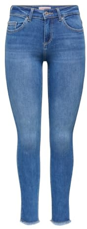 ONLY Damen Jeans ONLBLUSH MID SK ANK RW DNM REA1319 NOOS 15293282,Medium Blue Denim,M / 34L