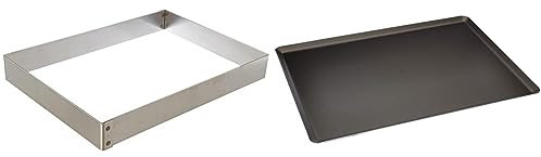 DE BUYER -3015.36 -cadre a entremets inox 36x26x4.5 & 8161.40 -plaque patissiere choc alu. 40x30cm