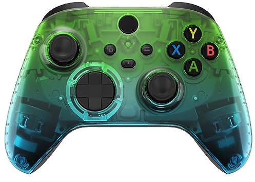 eXtremeRate Front Gehäuse für Xbox Series X&S Controller, DIY-Ersatz Vorderseite Hülle Zubehör Set, Custom Case Shell für Xbox Core Controller Model 1914-Transparent Grün Blau(KEIN Gamepad)