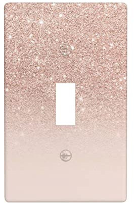 One Link Toggle Rose Gold Wallpaper Wall Panel Cover 1 Set of Light Switch Cover Bathroom Decoration Panel, Home Bedroom Art Panel Decoration 7X 11.4 Cm.