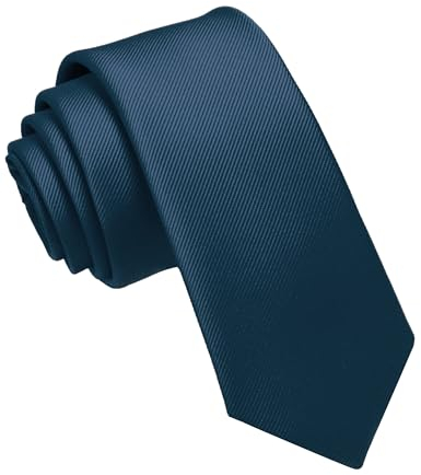 JEMYGINS Krawatte schmale Krawatten für Herren seide Hochzeit Schlips Stahlblau 2