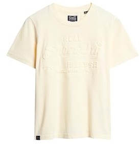 Superdry Damen Lässiges T-Shirt mit Prägung Reisweiß 36