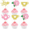 Cyodoos 24Pcs Tea Party Cupcake Toppers Teapot Cupcake Toppers Floral Tea Themed Birthday Party Cake Picks Afternoon Tea Decorations for Baby Shower Princess Tea Party Supplies