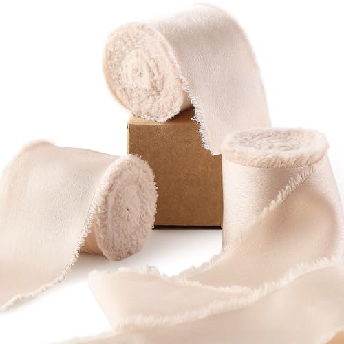 Ligtmor Geschenkband Satinband 3,8cm x 13,5m chiffonband Schleifenband Stoffband Hochzeit Seidenband - Nude Farbe
