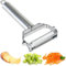 CHEFZOCO Pelador Multifuncional, Rallador y Rallador 4 en 1, Accesorio Cocina, Diseño Universal, Pela frutas y verduras, Rallador fino, Cortador en juliana, Extractor de brotes, Acero inoxidable