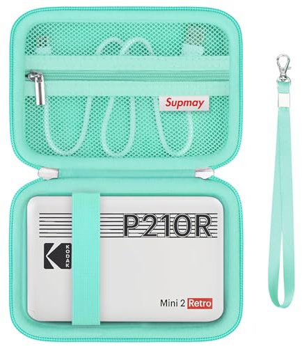 Supmay Harte Tragetasche für Kodak Mini 2 Retro 4PASS tragbaren Fotodrucker, Instant-Drucker Reisespeicherhalter mit Mesh-Tasche für USB-Kabel und anderes Zubehör, Grün