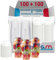 G.M. DISTRIBUZIONE 100 Bicchieri Macedonia o Frutta in PET da 300ml + 100 Coperchi A Cupola in PS, Bicchieri e Coperchi Usa e Getta Trasparenti, Bicchiere Monouso Alta Qualità per Bar e Gelaterie.