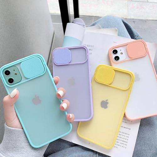 Sliding Camera Protection Soft TPU Matte iPhone Case for [13 & 14 Series] Lens Protector Slider Cover (Light green, iPhone 14 pro)