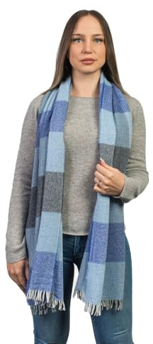 Dalle Piane Cashmere - Quadratischer Schal aus gemischtem Kaschmir, Made in Italy - Herren/Damen, Farbe: Blau, Einheitsgröße
