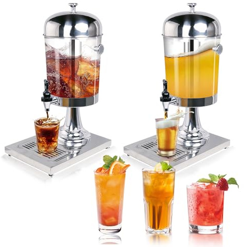 Hakka 8L Drink Dispenser with Tap,Juice Dispenser,Beverage Dispenser with Leakproof Stainless Steel, Alcohol/Cocktail/Milk/Water dispenser for Cold Drink and Warm Drink (8L X 2)