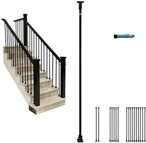 Mandrini per balaustre in ferro nero per scale per soffitte e ville ringhiere per balconi, confezione da 10 (100 cm/110 cm/120 cm/130 cm/140 cm/150 cm)